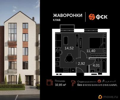 1-комн. квартира, 32.85 м&sup2;