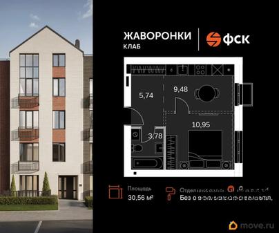 1-комн. квартира, 30.56 м&sup2;