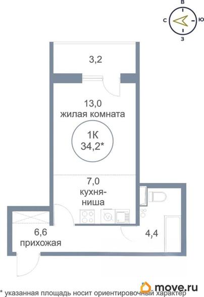 1-комн. квартира, 35.5 м&sup2;