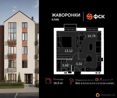 2-комн. квартира, 36.9 м&sup2;