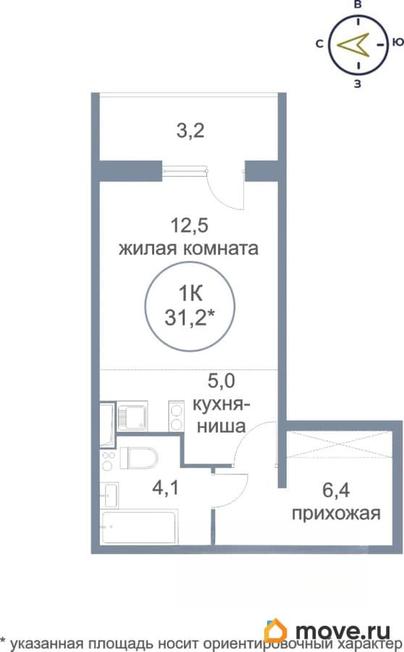 1-комн. квартира, 32.6 м&sup2;
