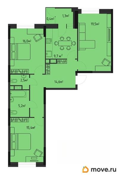 3-комн. квартира, 82.3 м&sup2;