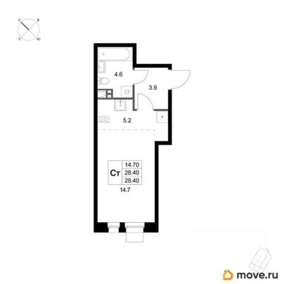 студия, 28.4 м&sup2;