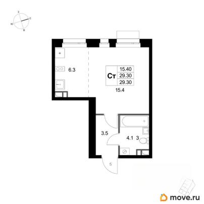 студия, 29.3 м&sup2;