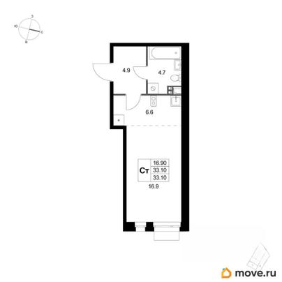 студия, 33.1 м&sup2;