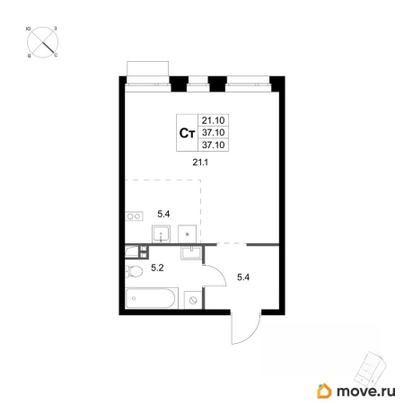 студия, 37.1 м&sup2;