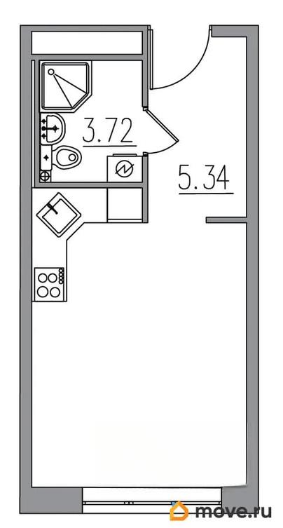 1-комн. апартаменты, 27.03 м&sup2;