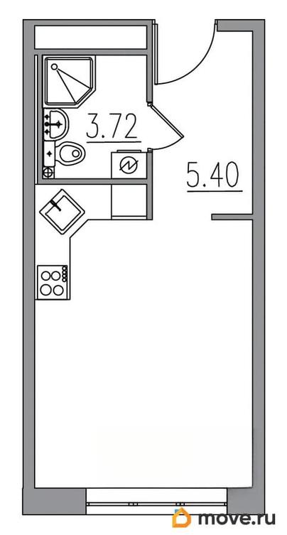 1-комн. апартаменты, 27.09 м&sup2;