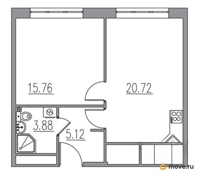 2-комн. апартаменты, 45.48 м&sup2;