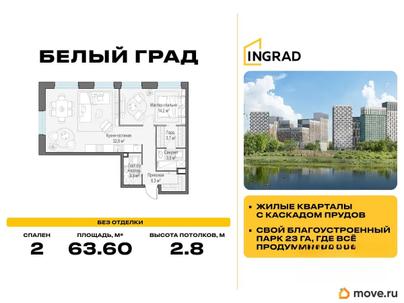 2-комн. квартира, 63.6 м&sup2;