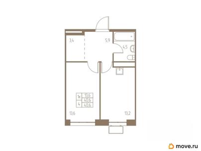 1-комн. квартира, 40.6 м&sup2;