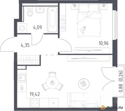 1-комн. квартира, 39.1 м&sup2;