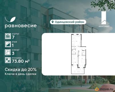 3-комн. квартира, 73.8 м&sup2;