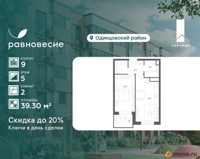 2-комн. квартира, 39.3 м&sup2;