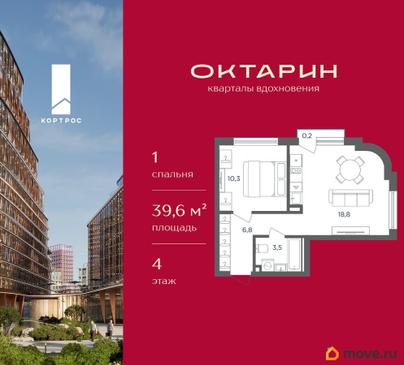1-комн. квартира, 39.6 м&sup2;
