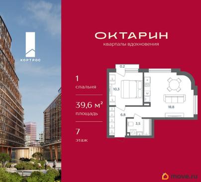 1-комн. квартира, 39.6 м&sup2;