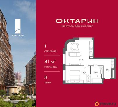 1-комн. квартира, 41 м&sup2;