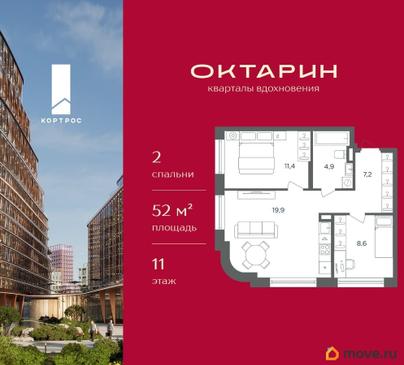2-комн. квартира, 52 м&sup2;