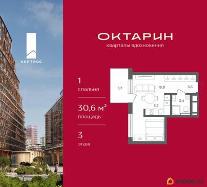 1-комн. квартира, 30.6 м&sup2;