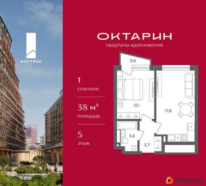 1-комн. квартира, 38 м&sup2;