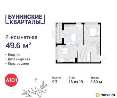 2-комн. квартира, 49.6 м&sup2;