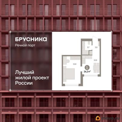2-комн. квартира, 34.3 м&sup2;