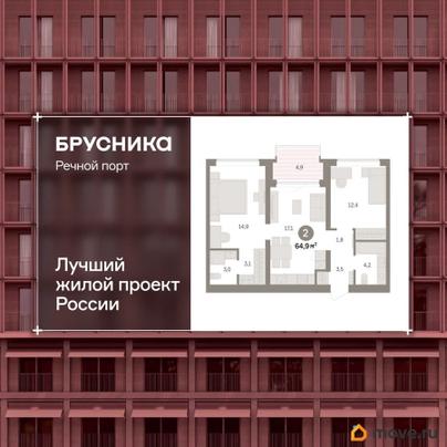 3-комн. квартира, 64.9 м&sup2;