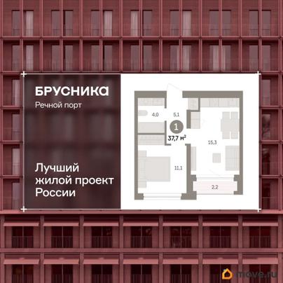 2-комн. квартира, 37.7 м&sup2;