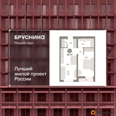 2-комн. квартира, 50.7 м&sup2;