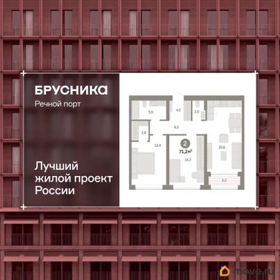3-комн. квартира, 71.2 м&sup2;