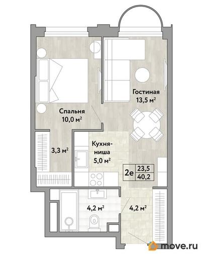 студия, 40.2 м&sup2;