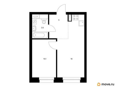 1-комн. квартира, 34.6 м&sup2;