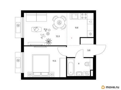 1-комн. квартира, 38 м&sup2;