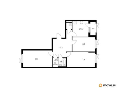3-комн. квартира, 84.6 м&sup2;