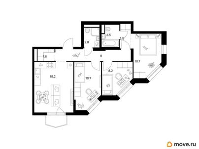 3-комн. квартира, 67 м&sup2;