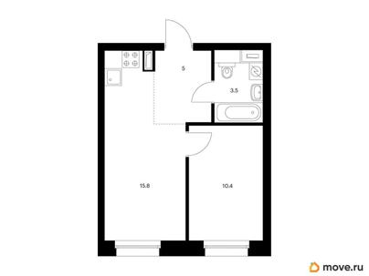 1-комн. квартира, 34.7 м&sup2;