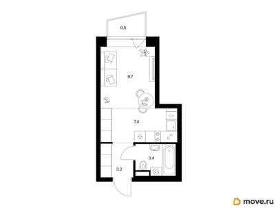 студия, 24.3 м&sup2;