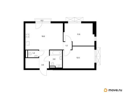 2-комн. квартира, 55.9 м&sup2;