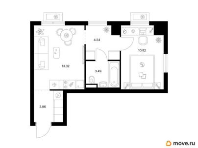 1-комн. квартира, 36.03 м&sup2;