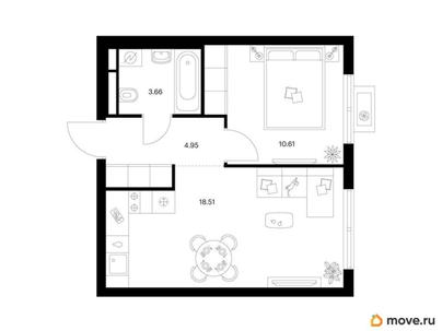 1-комн. квартира, 37.73 м&sup2;