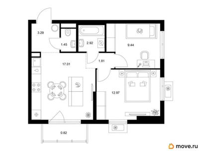 2-комн. квартира, 49.71 м&sup2;
