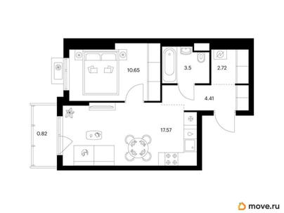 1-комн. квартира, 39.67 м&sup2;