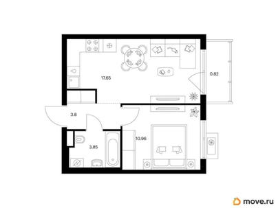 1-комн. квартира, 37.08 м&sup2;
