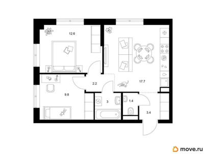 2-комн. квартира, 50.1 м&sup2;