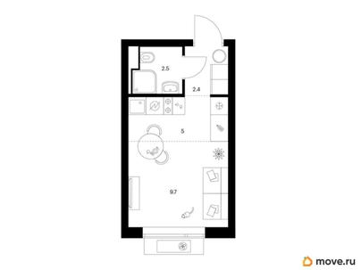 студия, 19.6 м&sup2;