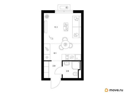 студия, 22.7 м&sup2;