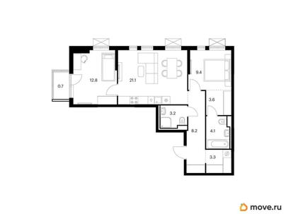 2-комн. квартира, 66.4 м&sup2;