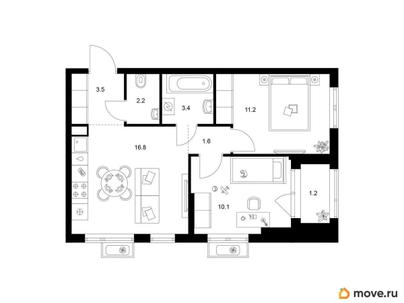 2-комн. квартира, 50 м&sup2;