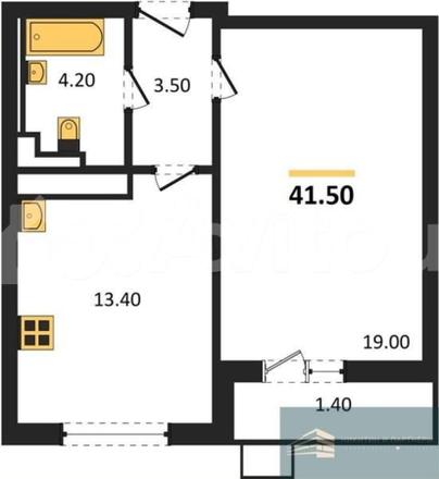 1-комн. квартира, 41.5 м&sup2;