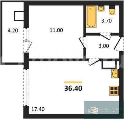 1-комн. квартира, 36.4 м&sup2;